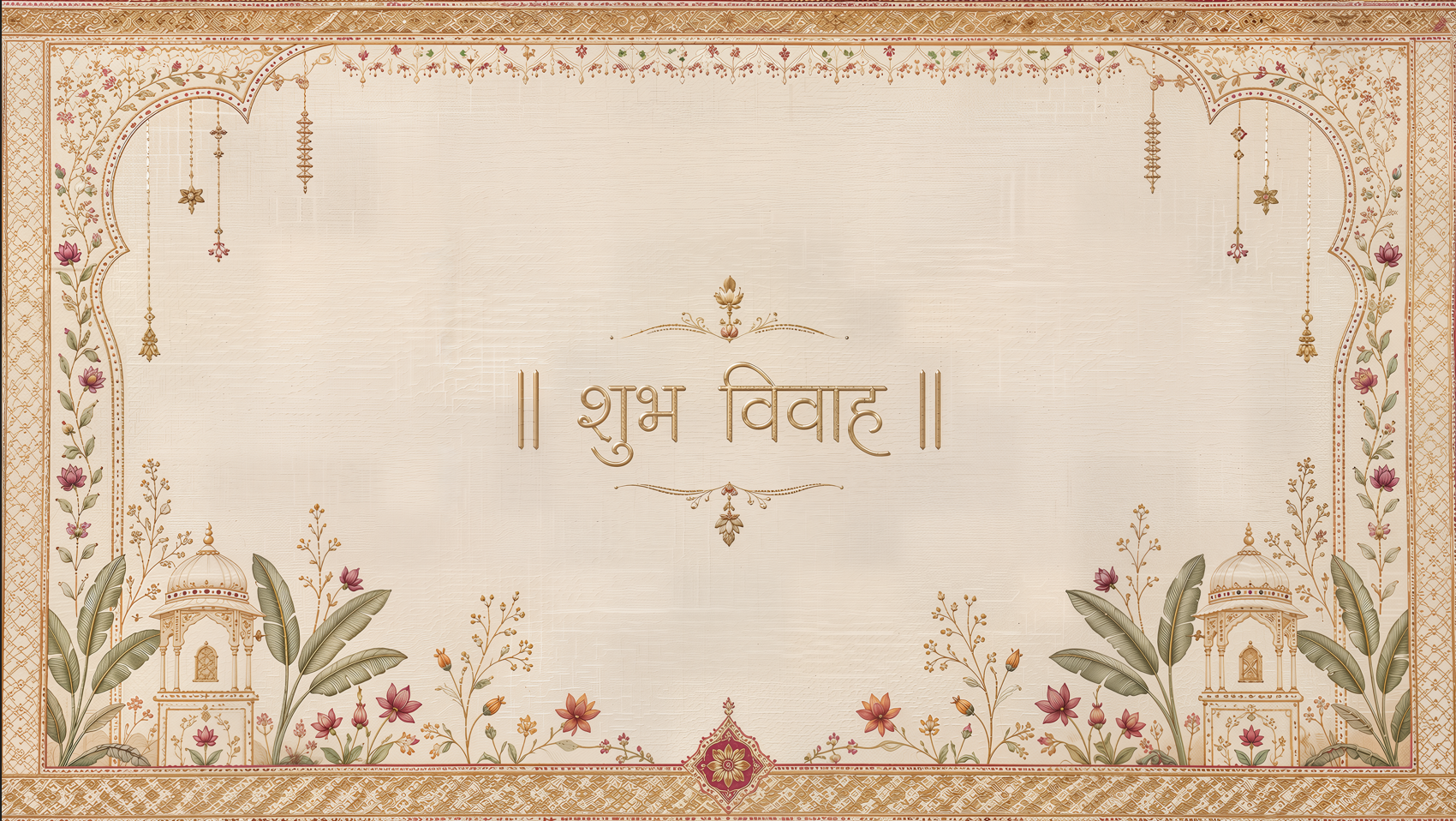 Minimal Floral Shubh Vivah Antarpat with Elegant Border Design (SE-AP-69)