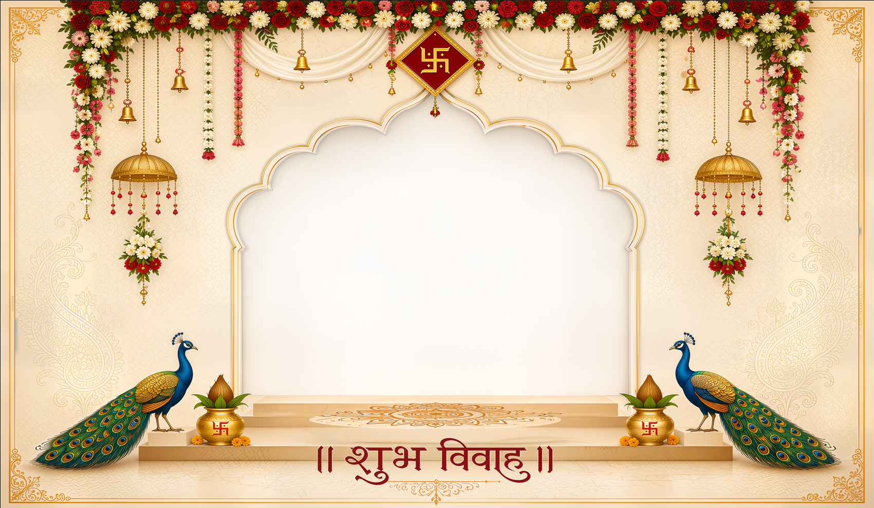 Peacock Arch Shubh Vivah Antarpat with Traditional Kalash Design (SE-AP-71)
