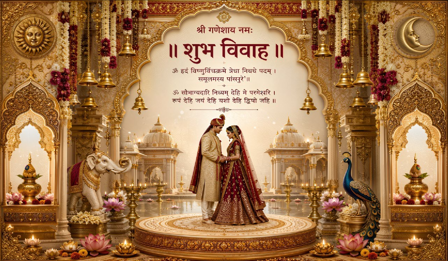Royal Mandap Shubh Vivah Antarpat with Elegant Couple Design (SE-AP-73)