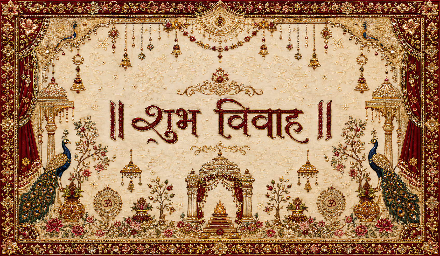 Royal Peacock Shubh Vivah Antarpat with Mandap &amp; Havan Theme (SE-AP-81)