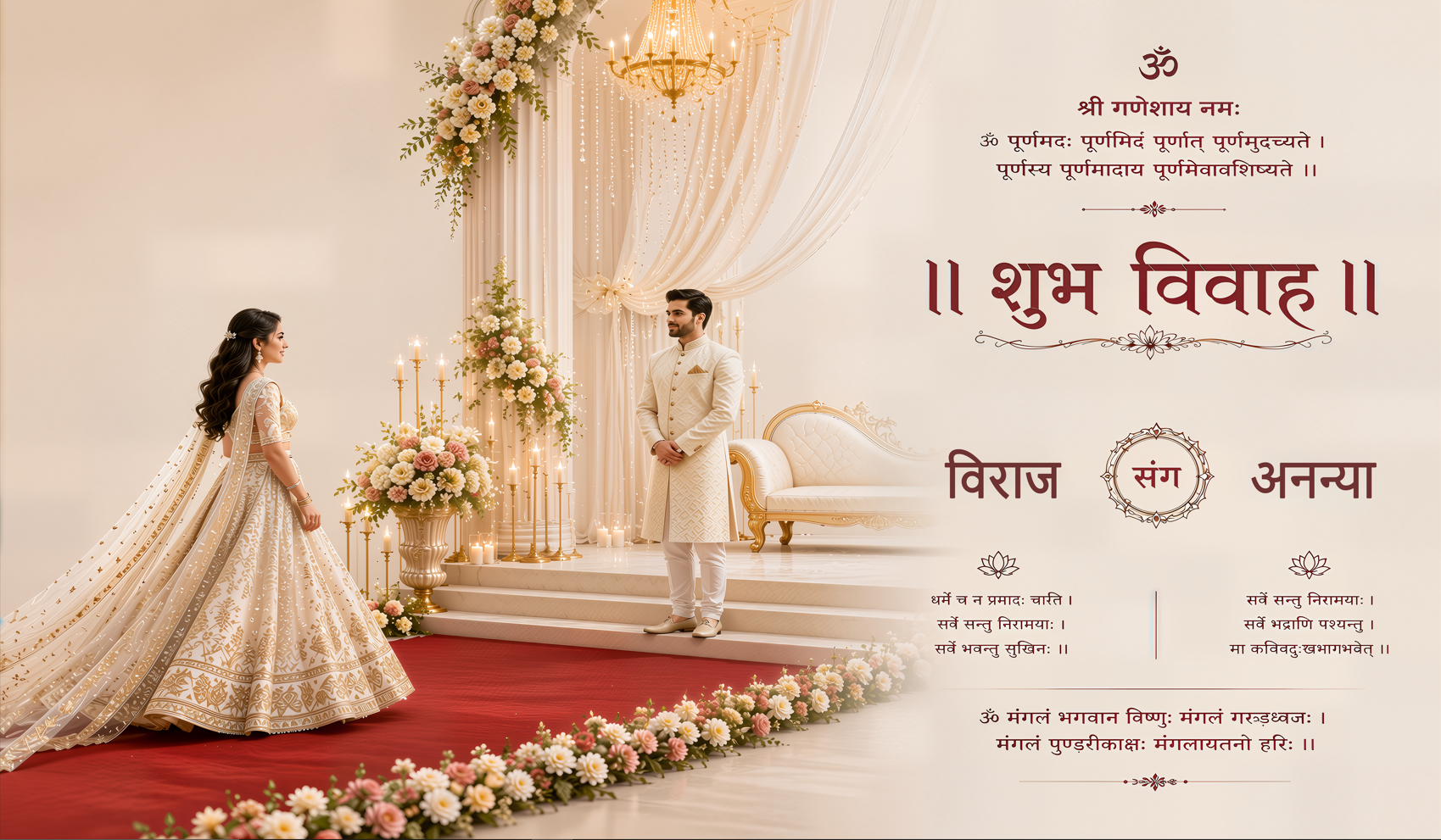 Premium Couple Ceremony Shubh Vivah Antarpat with Name and Mantra Design (SE-AP-134)