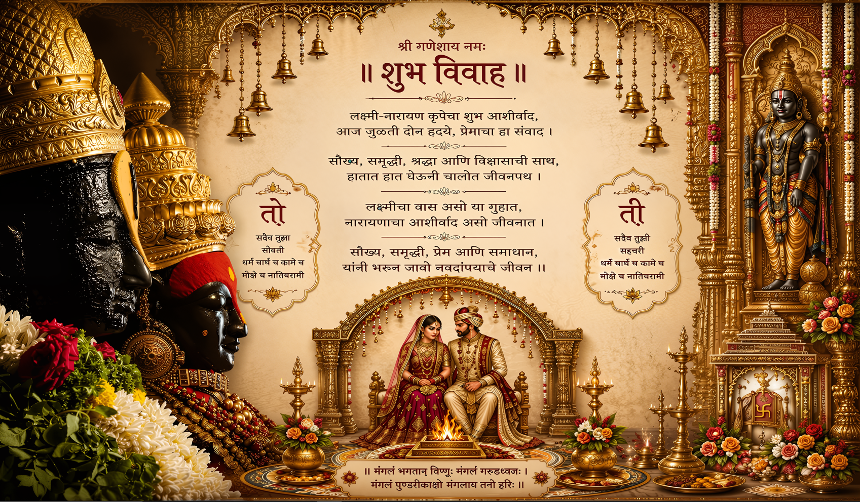Lakshmi Narayan Blessing Shubh Vivah Antarpat with Couple Havan and Temple Design (SE-AP-136)