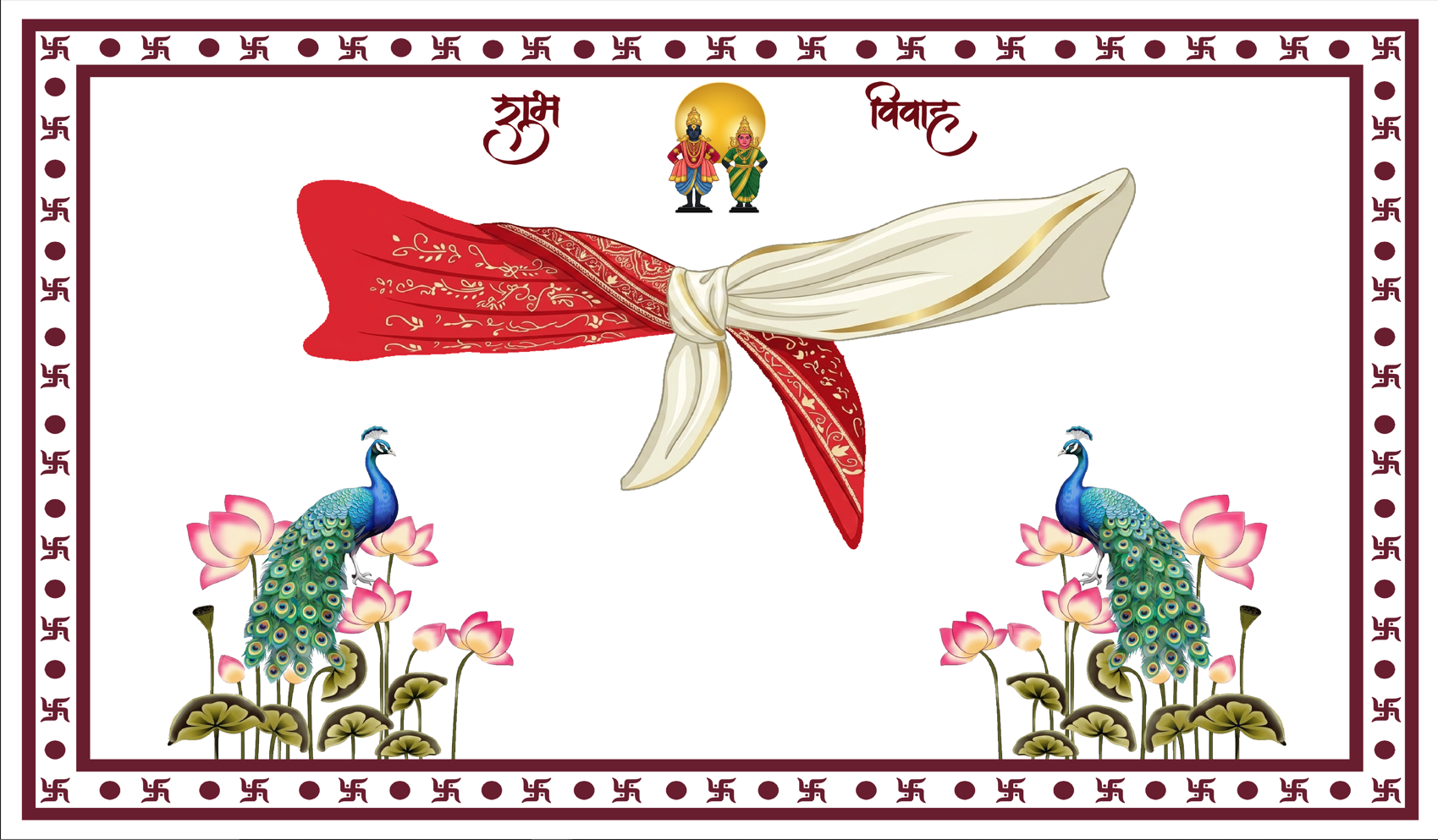 Gathbandhan Theme Wedding Antarpat with Peacock Design