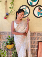 Load image into Gallery viewer, Most beautiful White sequence saree collection (DS-566-White-pc_at)
