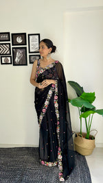 Load image into Gallery viewer, Black Color Sequence saree collection (DS-616-Black-pc_at)
