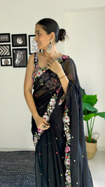 Load image into Gallery viewer, Black Color Sequence saree collection (DS-616-Black-pc_at)
