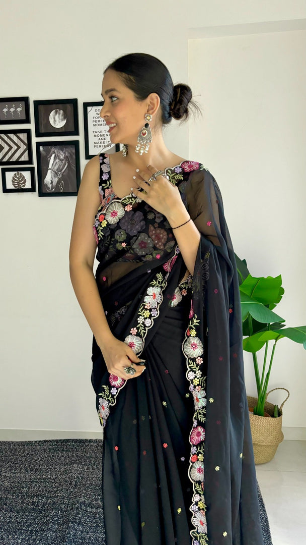 Black Color Sequence saree collection (DS-616-Black-pc_at)