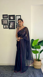 Load image into Gallery viewer, Most Beautiful Casual Black Saree Collection (KC-793-Black-pc_at)
