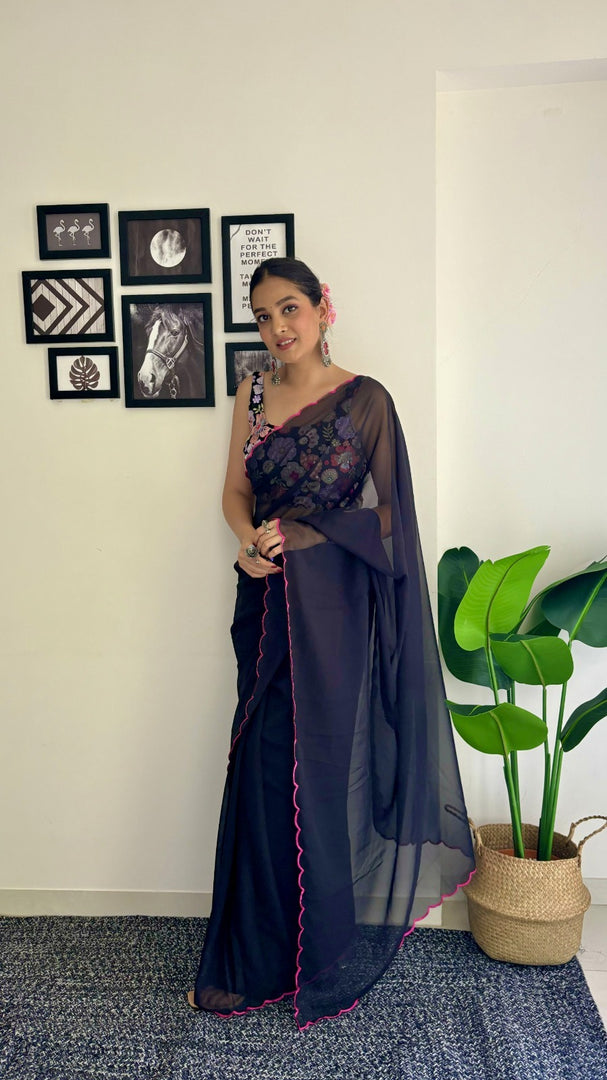 Most Beautiful Casual Black Saree Collection (KC-793-Black-pc_at)