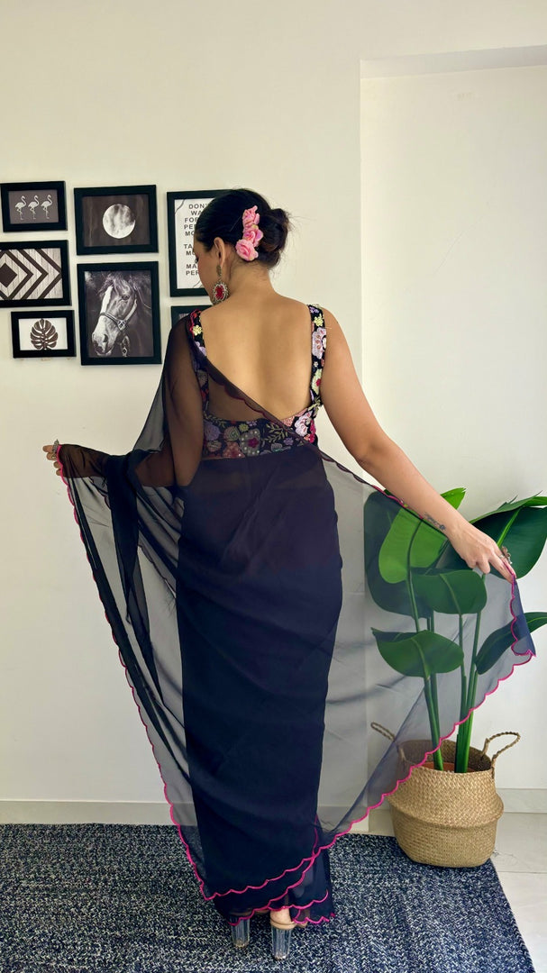 Most Beautiful Casual Black Saree Collection (KC-793-Black-pc_at)