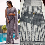 Load image into Gallery viewer, Partywear Black Color Soft Net Sequence Work Fancy Designer Saree With Embroidered Blouse
