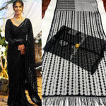 Load image into Gallery viewer, Partywear Black Color Soft Net Sequence Work Fancy Designer Saree With Embroidered Blouse
