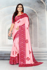 Load image into Gallery viewer, Tradition Mein Fashion Ka Tadka – Pink Bandhej Chinon Saree&quot;
