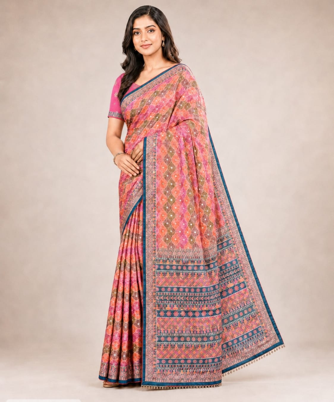 Mirror work Ready to Wear Saree – Pre-Pleated 1 Minute Saree for Effortless Elegance