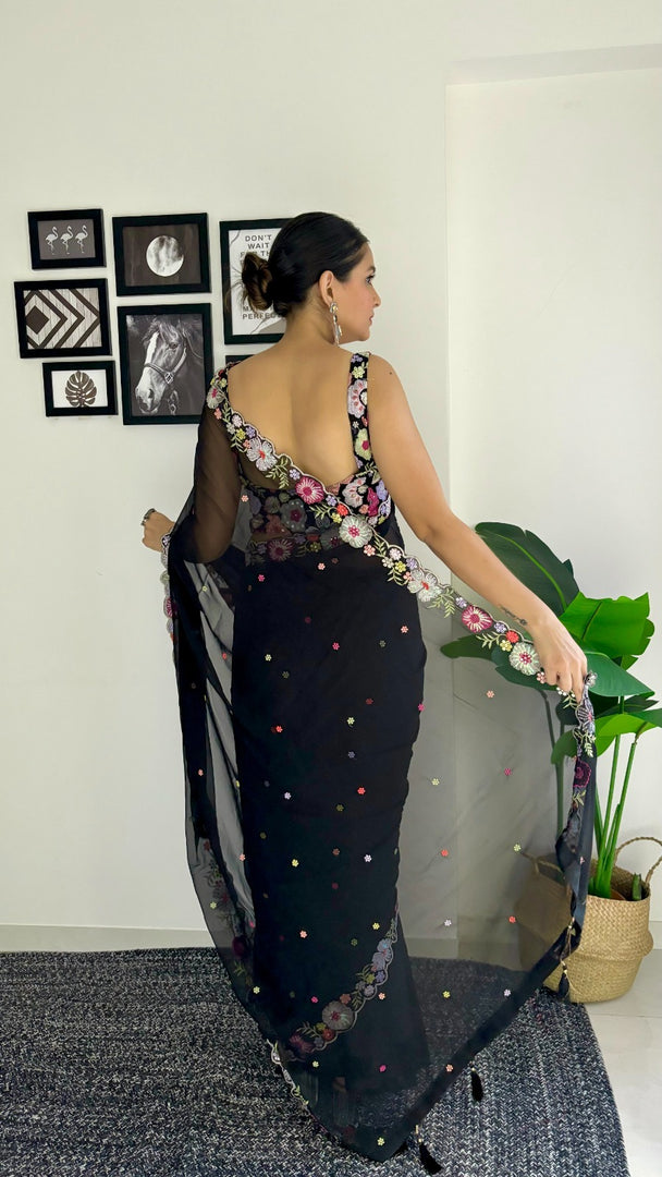 Black Color Sequence saree collection (DS-616-Black-pc_at)