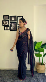 Load image into Gallery viewer, Most Beautiful Casual Black Saree Collection (KC-793-Black-pc_at)
