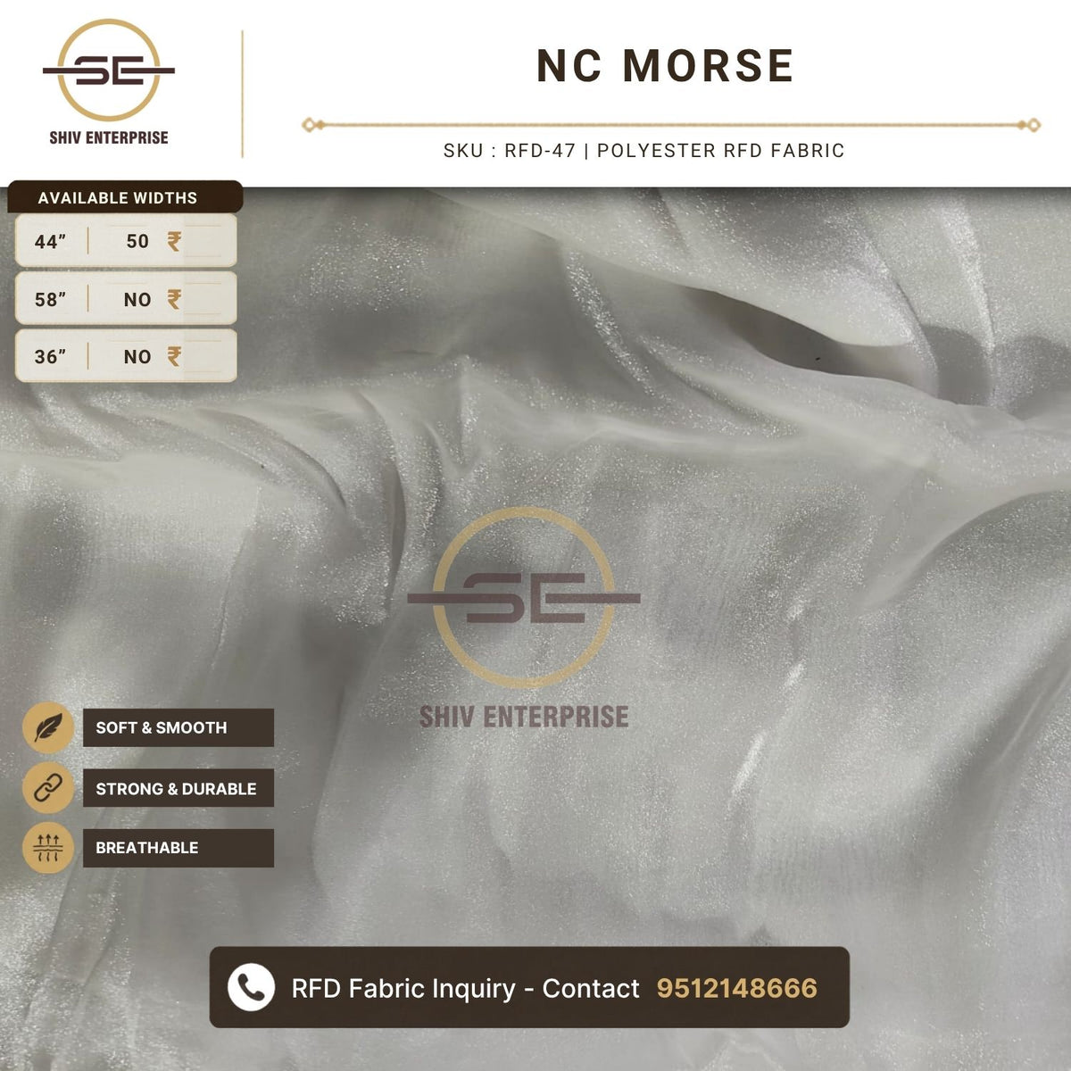 NC Morse Polyester RFD Fabric by Shiv Enterprise