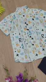 Load and play video in Gallery viewer, Kids&#39; Alphabet Print Shirt and Navy Shorts Set for Boy by MAGNITE(BB_25280)
