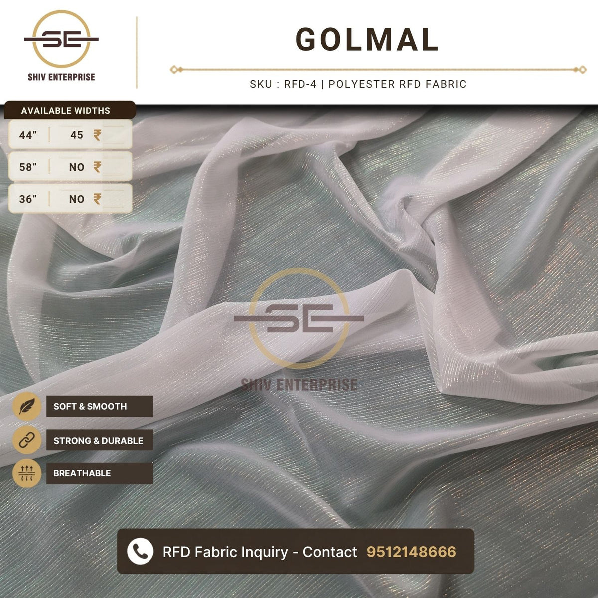 Golmal Polyester RFD Fabric by Shiv Enterprise