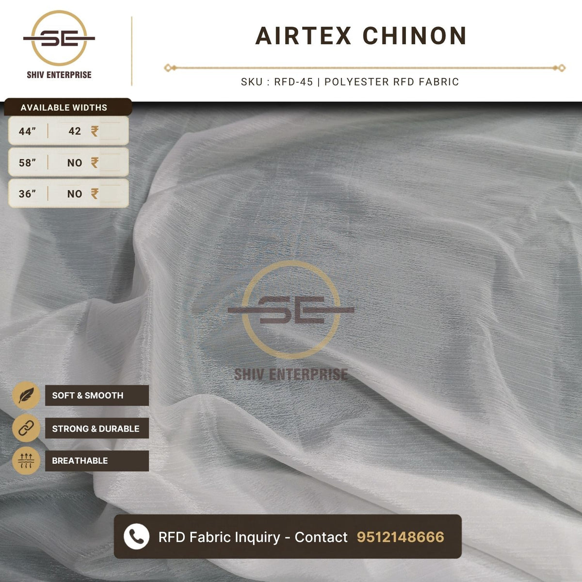 Airtex Chinon Polyester RFD Fabric by Shiv Enterprise