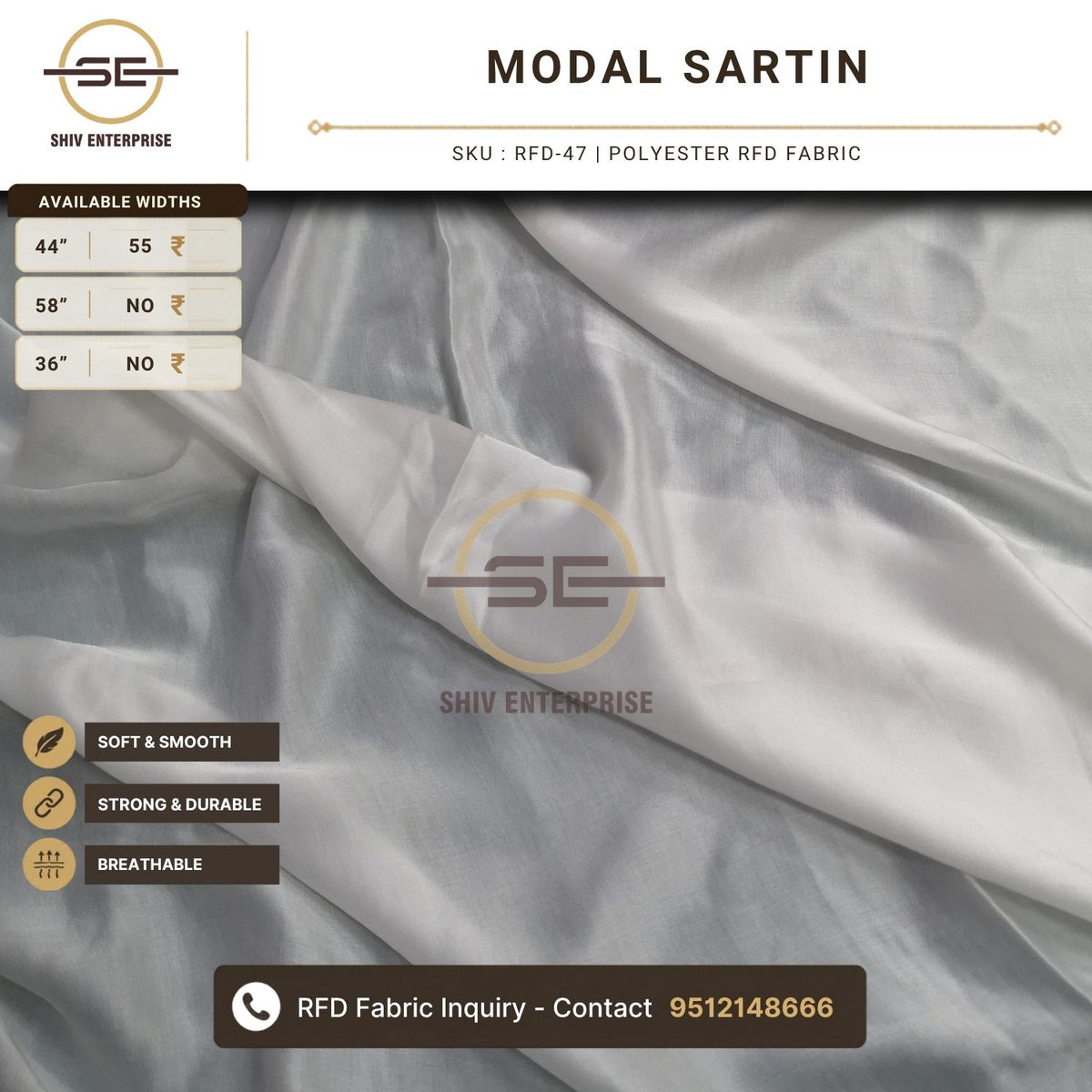 Modal Sartin Polyester RFD Fabric by Shiv Enterprise