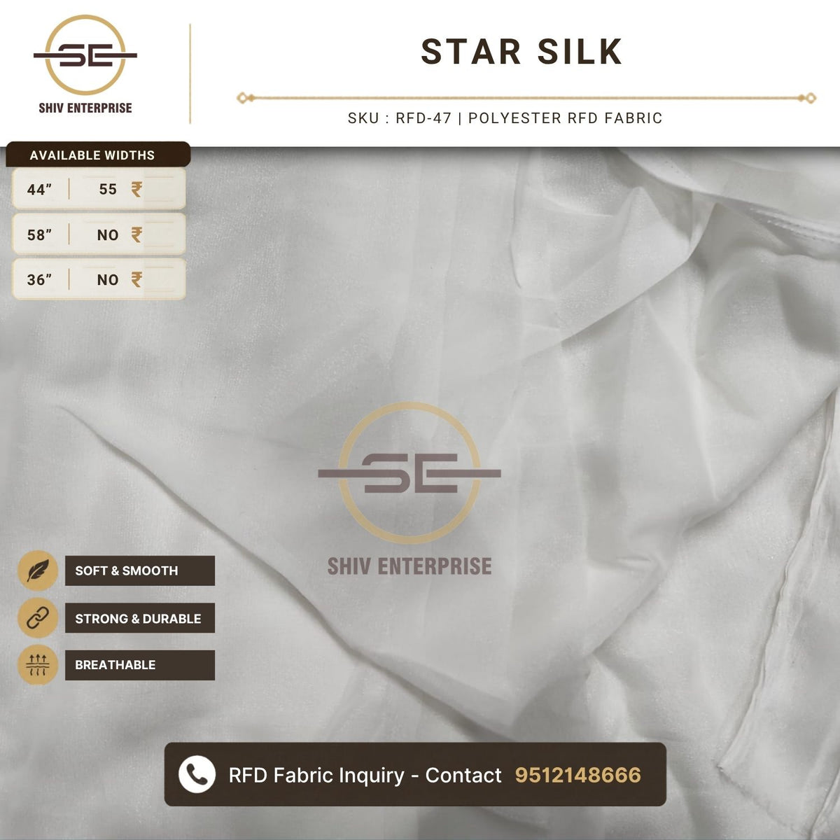 Star Silk Polyester RFD Fabric by Shiv Enterprise