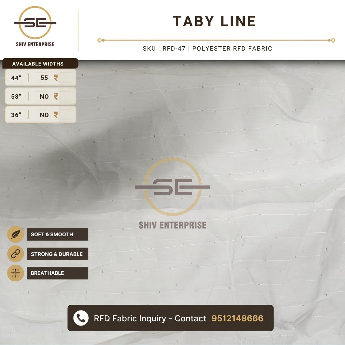 Taby Line Polyester RFD Fabric by Shiv Enterprise