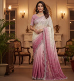 Load image into Gallery viewer, Premium Handwork Ombre Designer Saree – Soft Pink &amp; Pearl White | Party Wear &amp; Wedding Wear Saree by Magnite