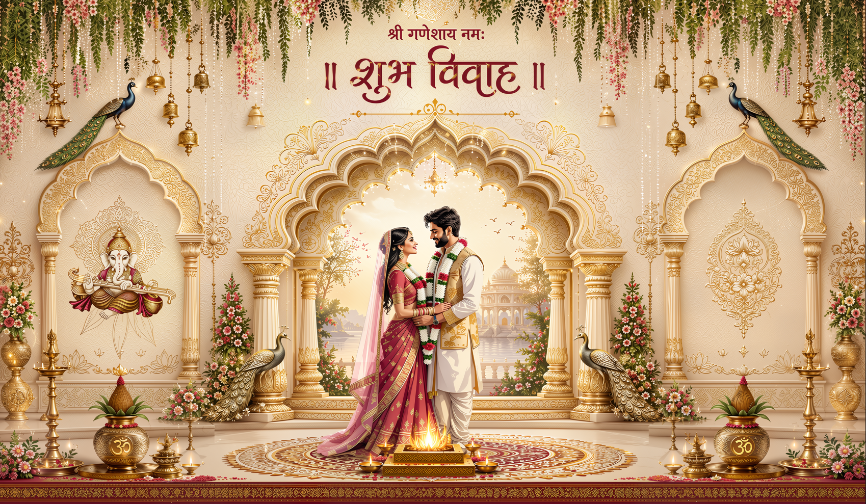 Lord Krishna Shubh Vivah Antarpat with Royal Wedding Theme (SE-AP-77)